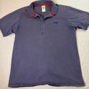 The North Face Mens Navy Blue Short Sleeve Cotton Polo Shirt Large Embroidered